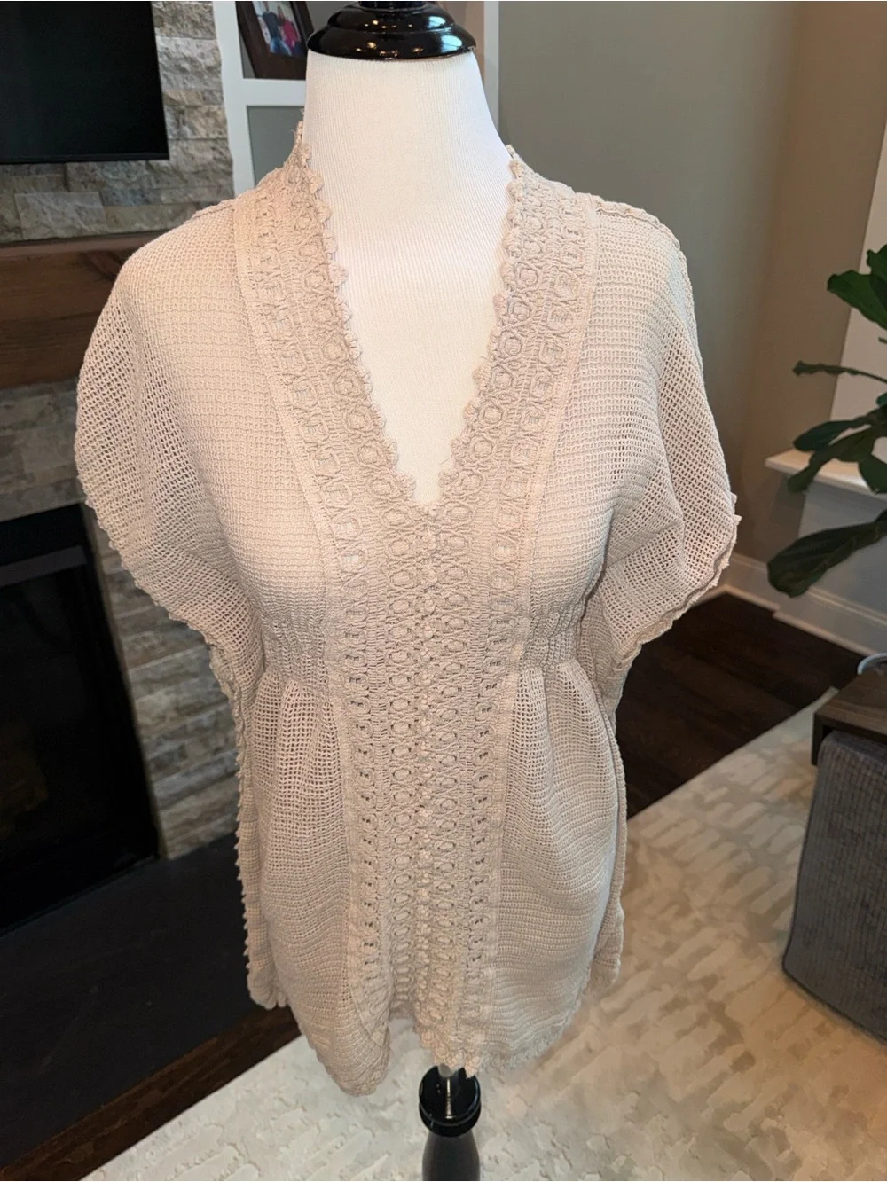 Sea spice Crochet Swim Coverup Tan 💯 Peruvian cotton M